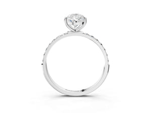 White gold Pear Cut Diamond Pavé Band Solitaire Ring with Four-Prong Setting_75