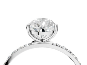 White gold Pear Cut Diamond Pavé Band Solitaire Ring with Four-Prong Setting_76
