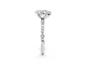 White gold Pear Cut Diamond Pavé Band Solitaire Ring with Four-Prong Setting_80