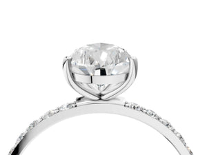 White gold Pear Cut Diamond Pavé Band Solitaire Ring with Four-Prong Setting_82