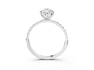 White gold Pear Cut Diamond Pavé Band Solitaire Ring with Four-Prong Setting_87