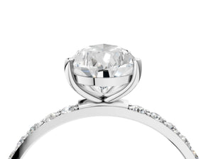 White gold Pear Cut Diamond Pavé Band Solitaire Ring with Four-Prong Setting_88