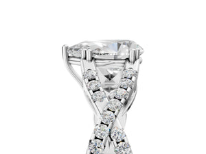 White gold Pear Solitaire Twist Band with Pavé Setting and Four-Prong Setting_23
