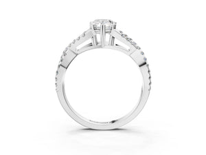 White gold Pear Solitaire Twist Band with Pavé Setting and Four-Prong Setting_33