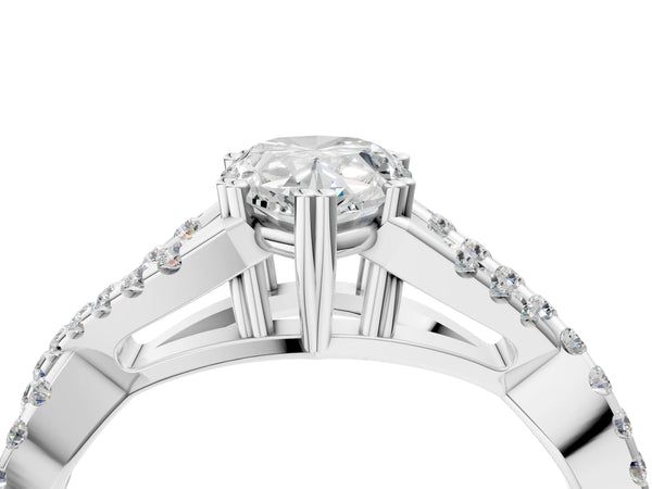 White gold Pear Solitaire Twist Band with Pavé Setting and Four-Prong Setting_40