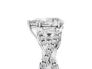 White gold Pear Solitaire Twist Band with Pavé Setting and Four-Prong Setting_41