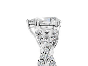 White gold Pear Solitaire Twist Band with Pavé Setting and Four-Prong Setting_53