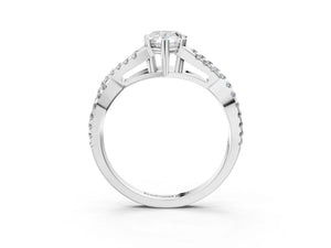 White gold Pear Solitaire Twist Band with Pavé Setting and Four-Prong Setting_57