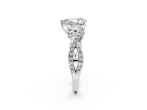 White gold Pear Solitaire Twist Band with Pavé Setting and Four-Prong Setting_68