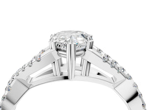 White gold Pear Solitaire Twist Band with Pavé Setting and Four-Prong Setting_88