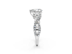 White gold Pear Solitaire Twist Band with Pavé Setting and Four-Prong Setting_92