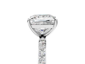 White gold Princess Cut Diamond Pavé Band Solitaire Ring with Four-Prong Setting_101