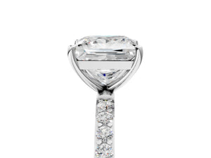 White gold Princess Cut Diamond Pavé Band Solitaire Ring with Four-Prong Setting_107