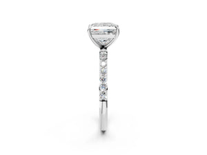 White gold Princess Cut Diamond Pavé Band Solitaire Ring with Four-Prong Setting_110
