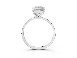 White gold Princess Cut Diamond Pavé Band Solitaire Ring with Four-Prong Setting_111
