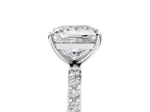 White gold Princess Cut Diamond Pavé Band Solitaire Ring with Four-Prong Setting_113