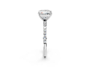 White gold Princess Cut Diamond Pavé Band Solitaire Ring with Four-Prong Setting_20