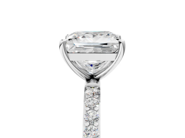 White gold Princess Cut Diamond Pavé Band Solitaire Ring with Four-Prong Setting_29