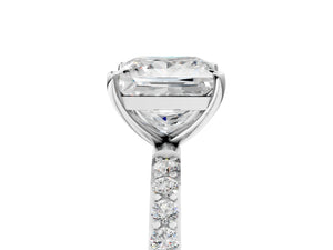 White gold Princess Cut Diamond Pavé Band Solitaire Ring with Four-Prong Setting_35