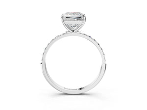 White gold Princess Cut Diamond Pavé Band Solitaire Ring with Four-Prong Setting_39