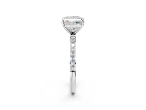 White gold Princess Cut Diamond Pavé Band Solitaire Ring with Four-Prong Setting_44