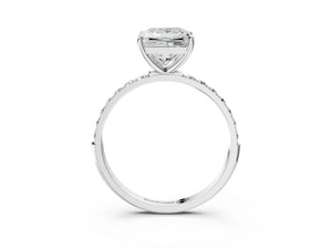 White gold Princess Cut Diamond Pavé Band Solitaire Ring with Four-Prong Setting_45