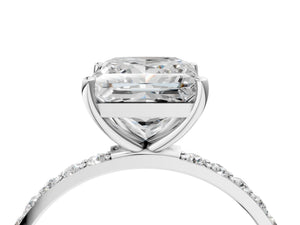 White gold Princess Cut Diamond Pavé Band Solitaire Ring with Four-Prong Setting_46