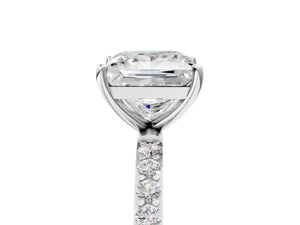 White gold Princess Cut Diamond Pavé Band Solitaire Ring with Four-Prong Setting_47