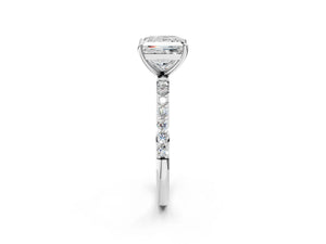 White gold Princess Cut Diamond Pavé Band Solitaire Ring with Four-Prong Setting_50