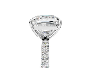White gold Princess Cut Diamond Pavé Band Solitaire Ring with Four-Prong Setting_53