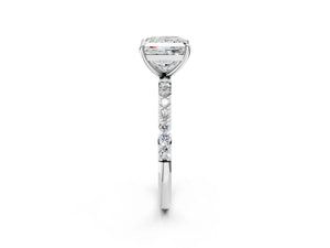 White gold Princess Cut Diamond Pavé Band Solitaire Ring with Four-Prong Setting_56