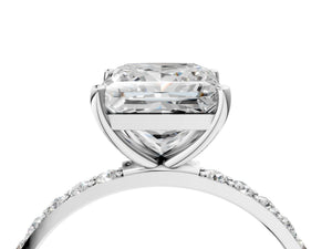 White gold Princess Cut Diamond Pavé Band Solitaire Ring with Four-Prong Setting_58