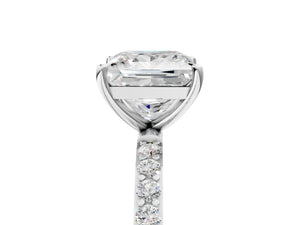 White gold Princess Cut Diamond Pavé Band Solitaire Ring with Four-Prong Setting_65