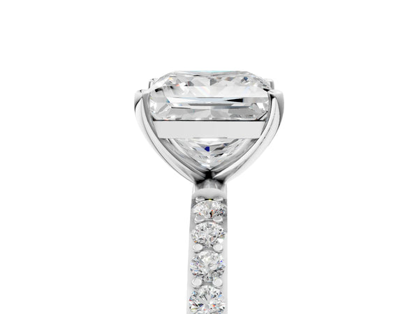 White gold Princess Cut Diamond Pavé Band Solitaire Ring with Four-Prong Setting_65