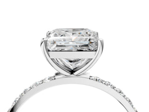 White gold Princess Cut Diamond Pavé Band Solitaire Ring with Four-Prong Setting_70