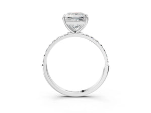 White gold Princess Cut Diamond Pavé Band Solitaire Ring with Four-Prong Setting_81