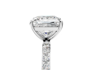 White gold Princess Cut Diamond Pavé Band Solitaire Ring with Four-Prong Setting_83