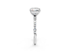 White gold Princess Cut Diamond Pavé Band Solitaire Ring with Four-Prong Setting_86