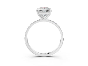 White gold Princess Cut Diamond Pavé Band Solitaire Ring with Four-Prong Setting_87