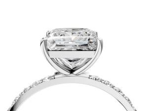 White gold Princess Cut Diamond Pavé Band Solitaire Ring with Four-Prong Setting_94