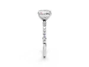 White gold Princess Cut Diamond Pavé Band Solitaire Ring with Four-Prong Setting_98