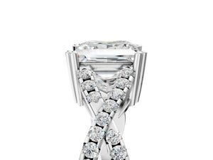 White gold Princess Solitaire Twist Band with Pavé Setting and Four-Prong Setting_41