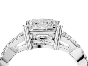 White gold Princess Solitaire Twist Band with Pavé Setting and Four-Prong Setting_46