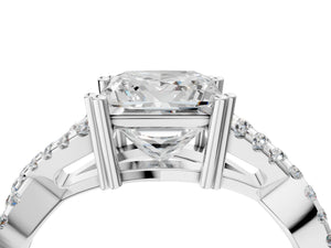 White gold Princess Solitaire Twist Band with Pavé Setting and Four-Prong Setting_52