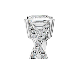 White gold Princess Solitaire Twist Band with Pavé Setting and Four-Prong Setting_83
