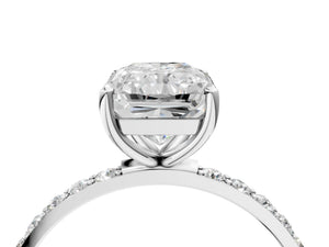 White gold Radiant Cut Diamond Pavé Band Solitaire Ring with Four-Prong Setting_106