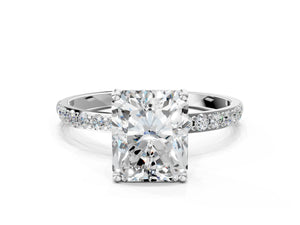 White gold Radiant Cut Diamond Pavé Band Solitaire Ring with Four-Prong Setting_108