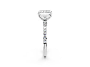 White gold Radiant Cut Diamond Pavé Band Solitaire Ring with Four-Prong Setting_110