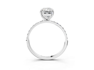 White gold Radiant Cut Diamond Pavé Band Solitaire Ring with Four-Prong Setting_111