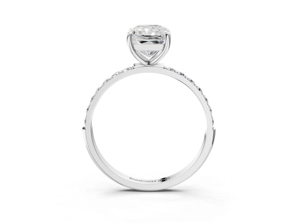 White gold Radiant Cut Diamond Pavé Band Solitaire Ring with Four-Prong Setting_15